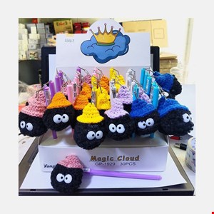 روان نویس آویز پوم پوم دار عروسکی-رنگ جوهر آبی