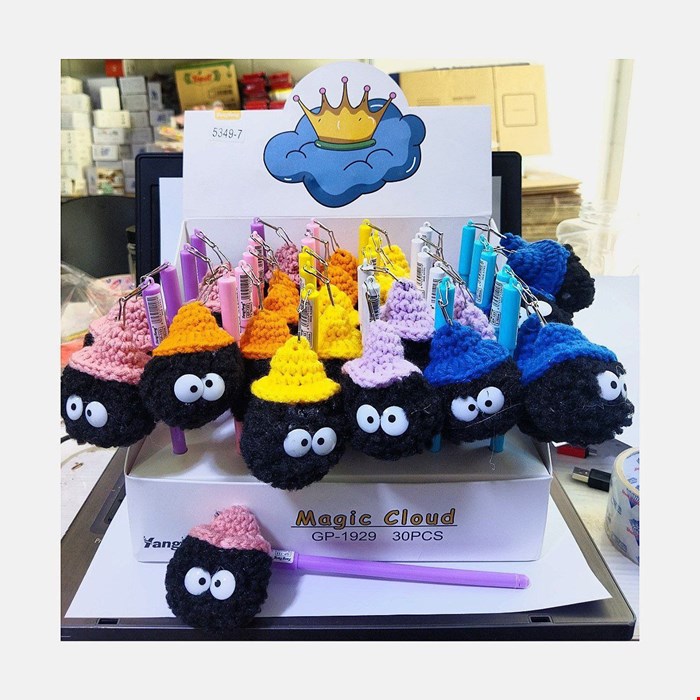 روان نویس آویز پوم پوم دار عروسکی-رنگ جوهر آبی