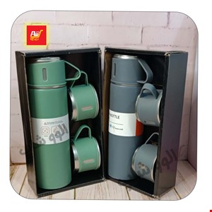 فلاسک سه فنجان کادویی دو جداره -برند اصلی با پاکت کادویی