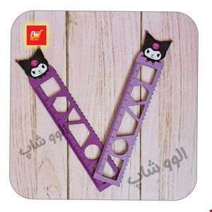 خط کش شابلون دار کرومی چوبی