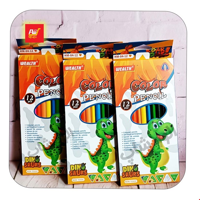 مداد رنگی 12 رنگ دایناسور کیفیت عالی