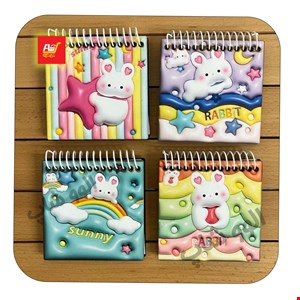 دفترچه یادداشت 10*10 جلد چوبی 3 بعدی خط دار حیوانات جنگل