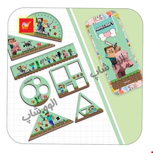 ست خط کش گونیا و نقاله 8 تیکه فلزی ماینکرافت