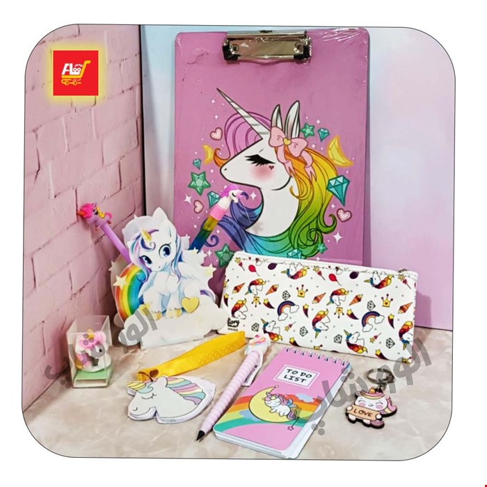 بسته ست هدیه تحریر فانتزی یونیکورن 5 - شامل 10 تکه 